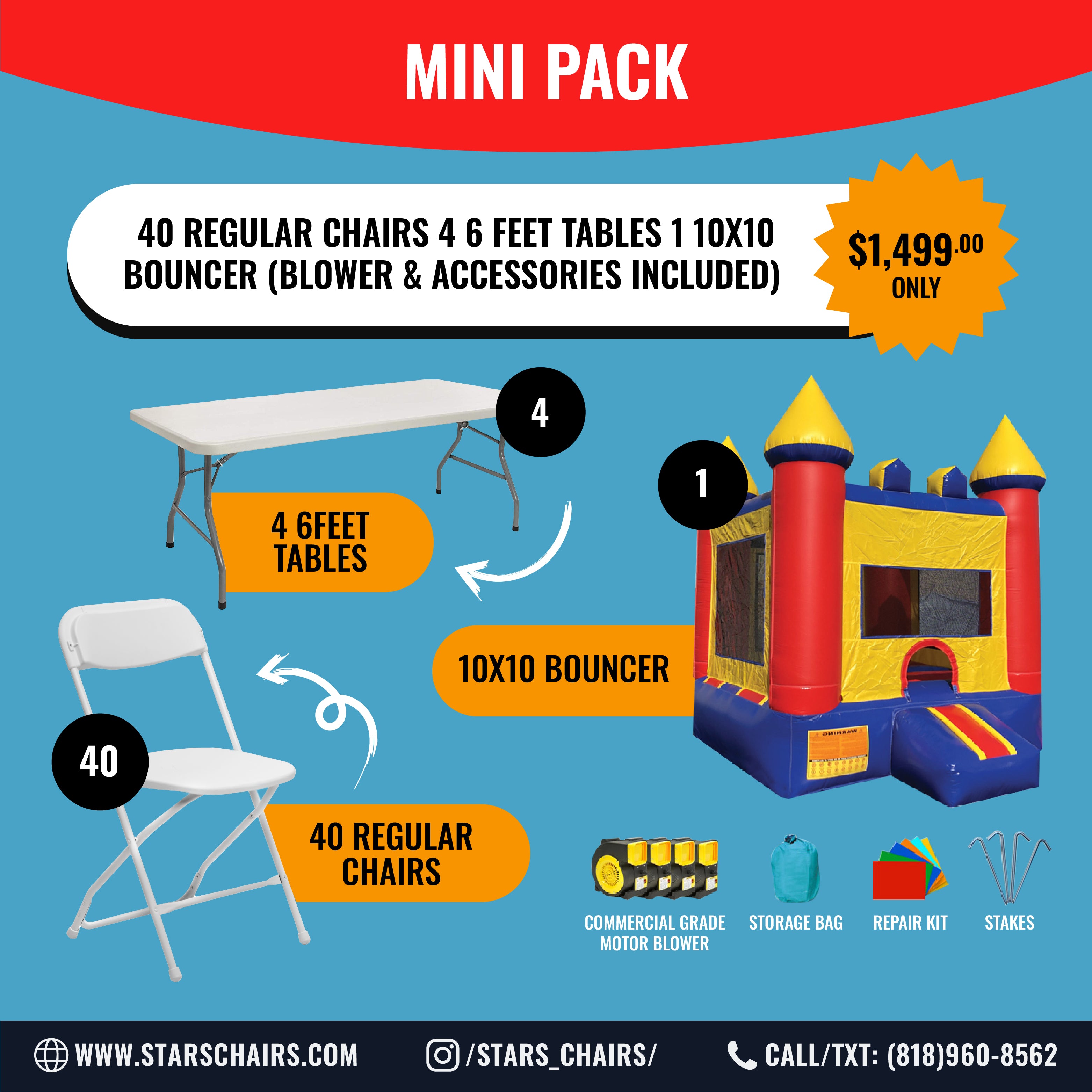 Mini Pack Chairs Tables Bounce House Package Main image