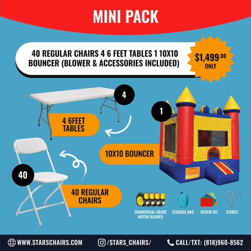 Mini Pack Chairs tables bounce house package