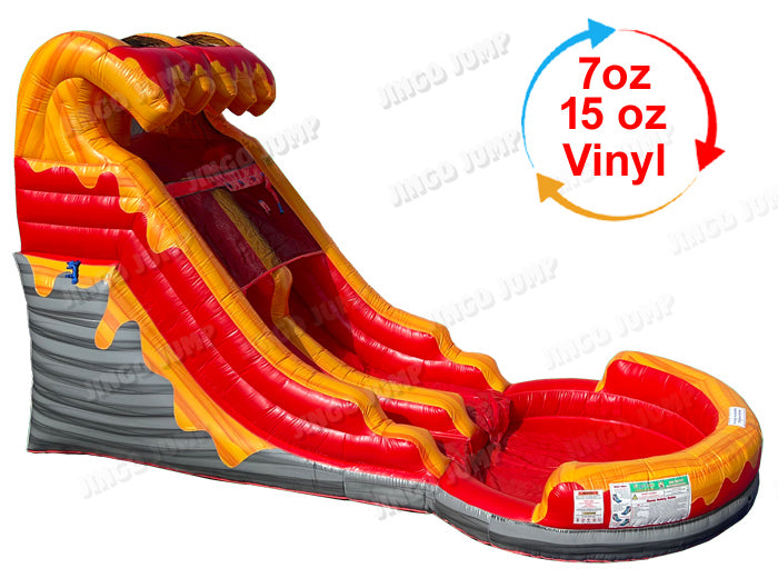 14FT inflatable Light-Commercial Volcano Water Slide with Blower
