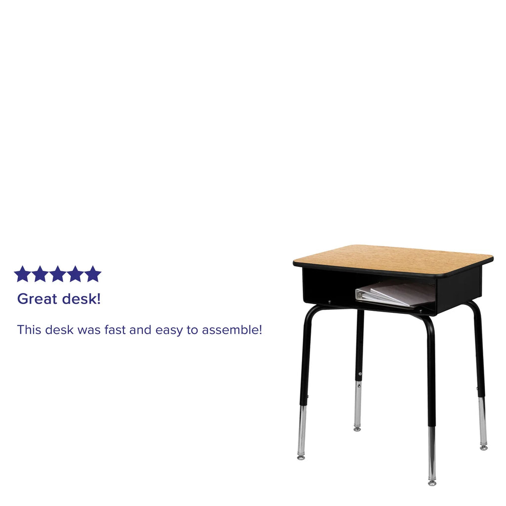 Student Desk with Open Front Metal Book Box