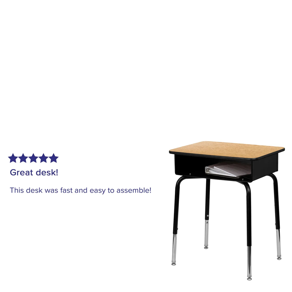 Student Desk with Open Front Metal Book Box