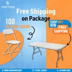 Package Deal #1 - 100 Plastic Chairs 10 Tables-FREE SHIPPING NEW*