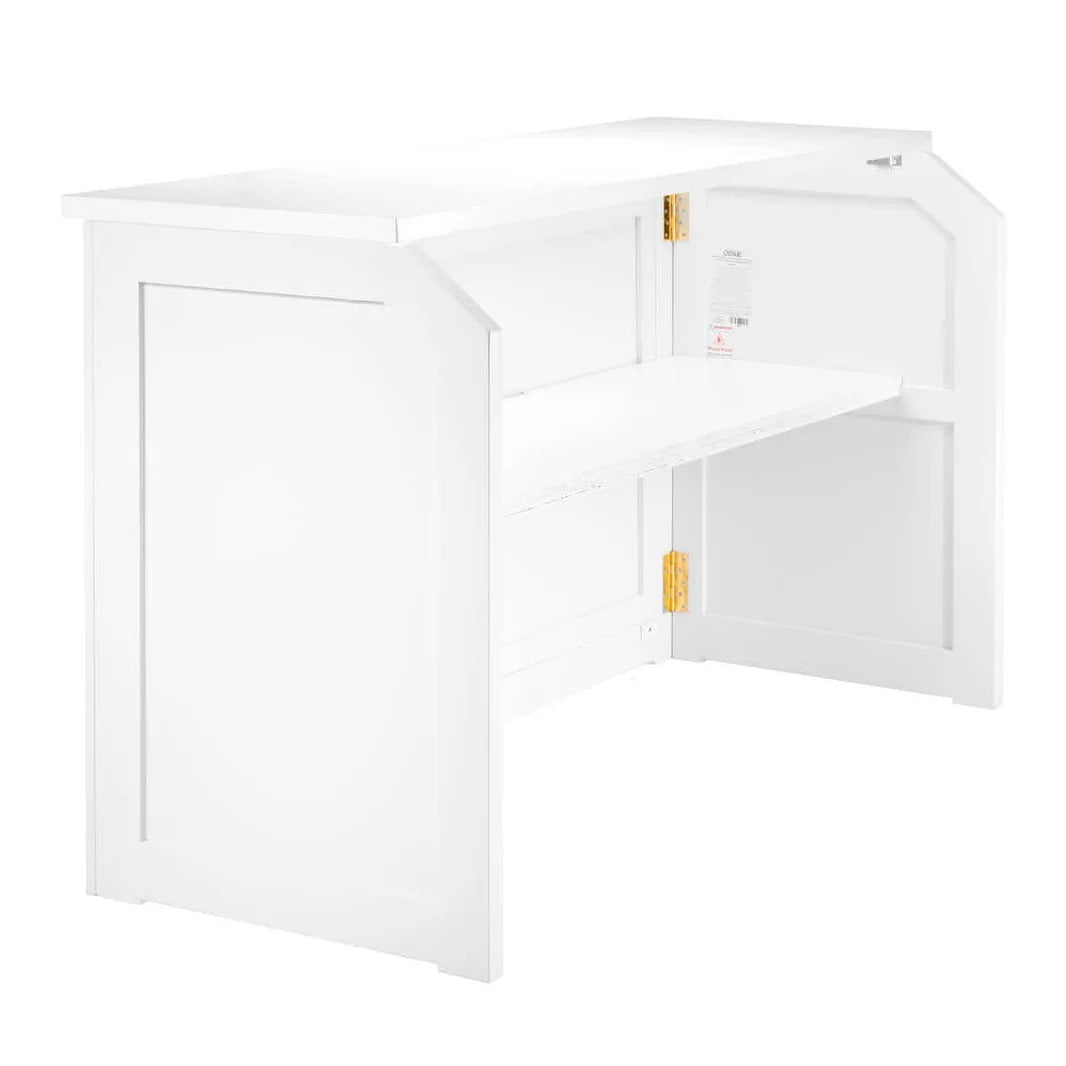 6' White Portable Folding Bar with HPL Reversible Front, Flush Top & Shelf