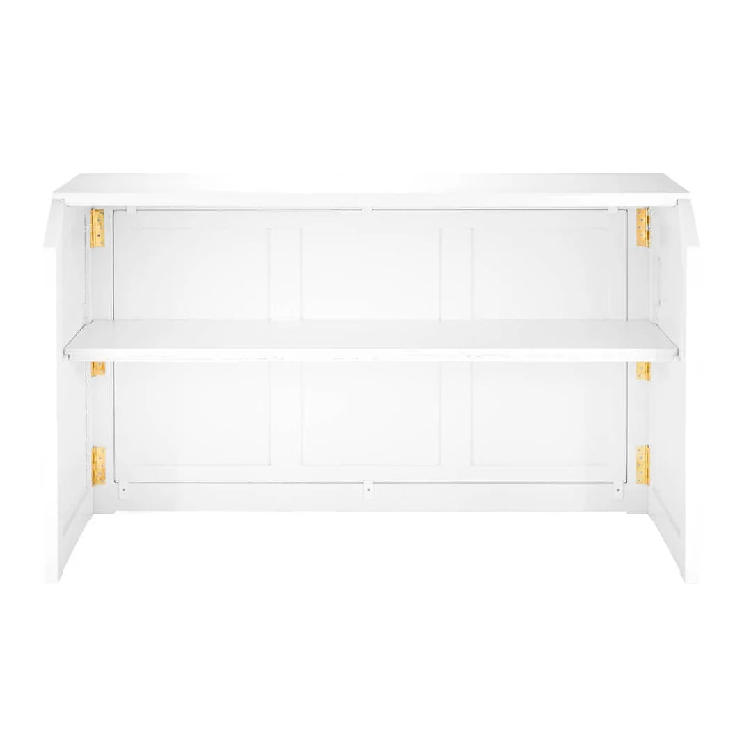 6' White Portable Folding Bar with HPL Reversible Front, Flush Top & Shelf