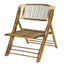 Wooden folding chair with a slatted back and seat on a white background