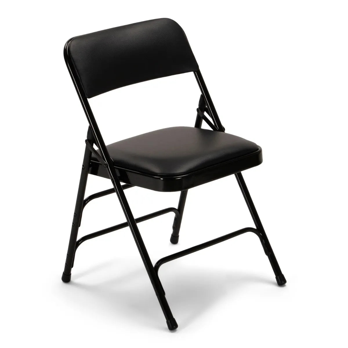 Titan Series Premium Triple-Braced Vinyl Padded Metal Folding Chair - Black