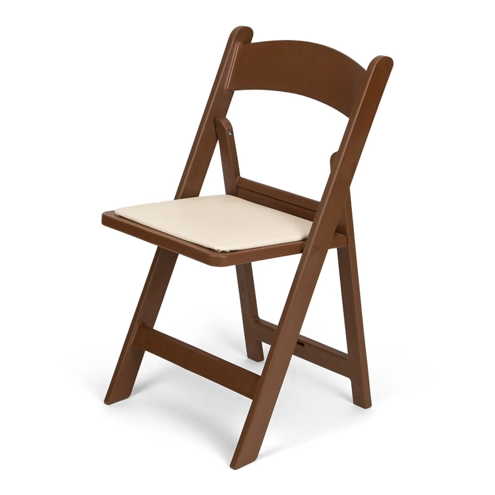 Brown Resin Folding Chair with Ivory Pad Main image