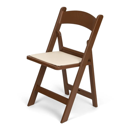 Brown Resin Folding Chair with Ivory Pad