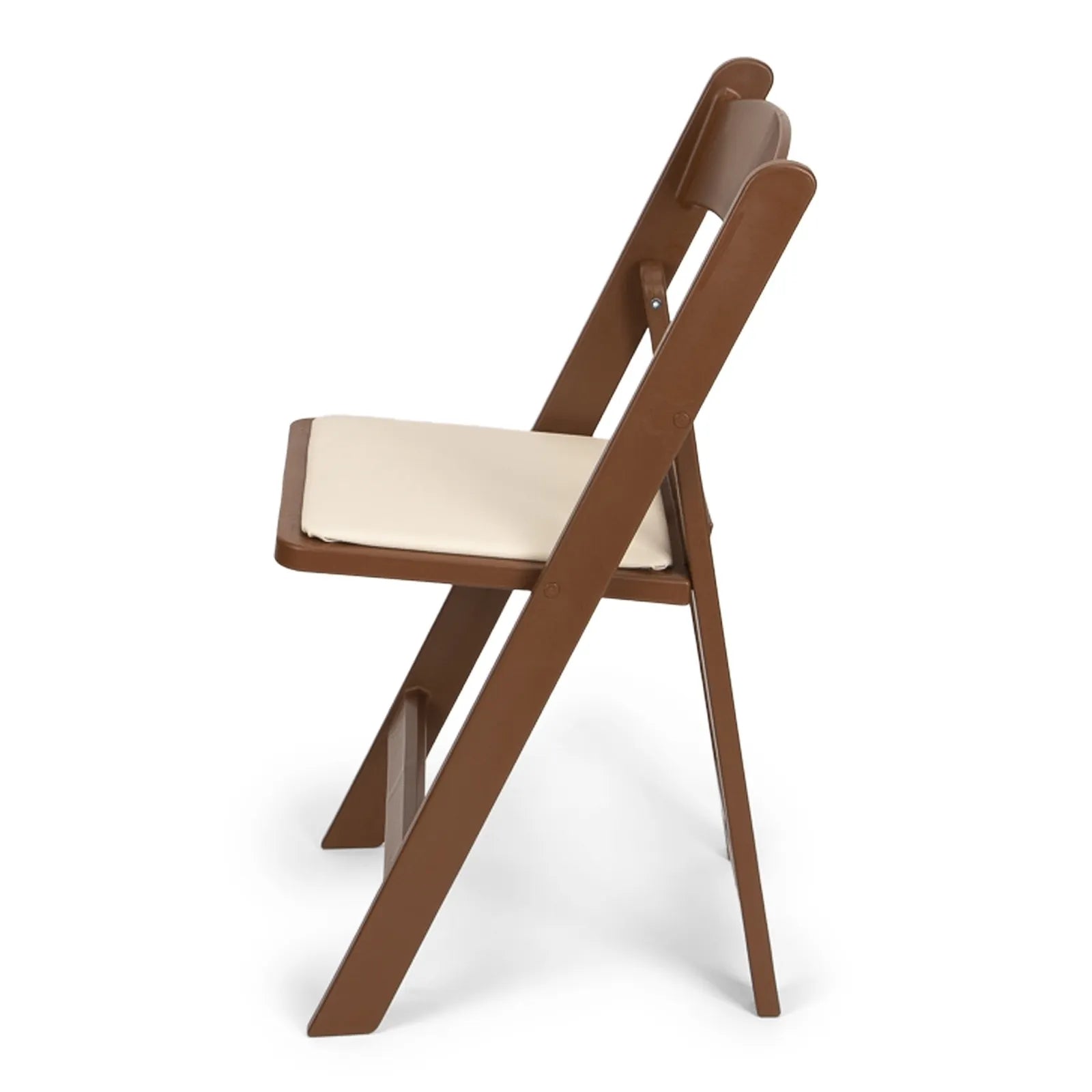 Brown Resin Folding Chair with Ivory Pad