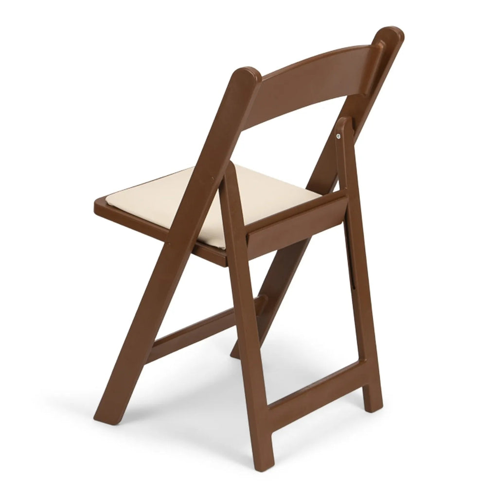 Brown Resin Folding Chair with Ivory Pad