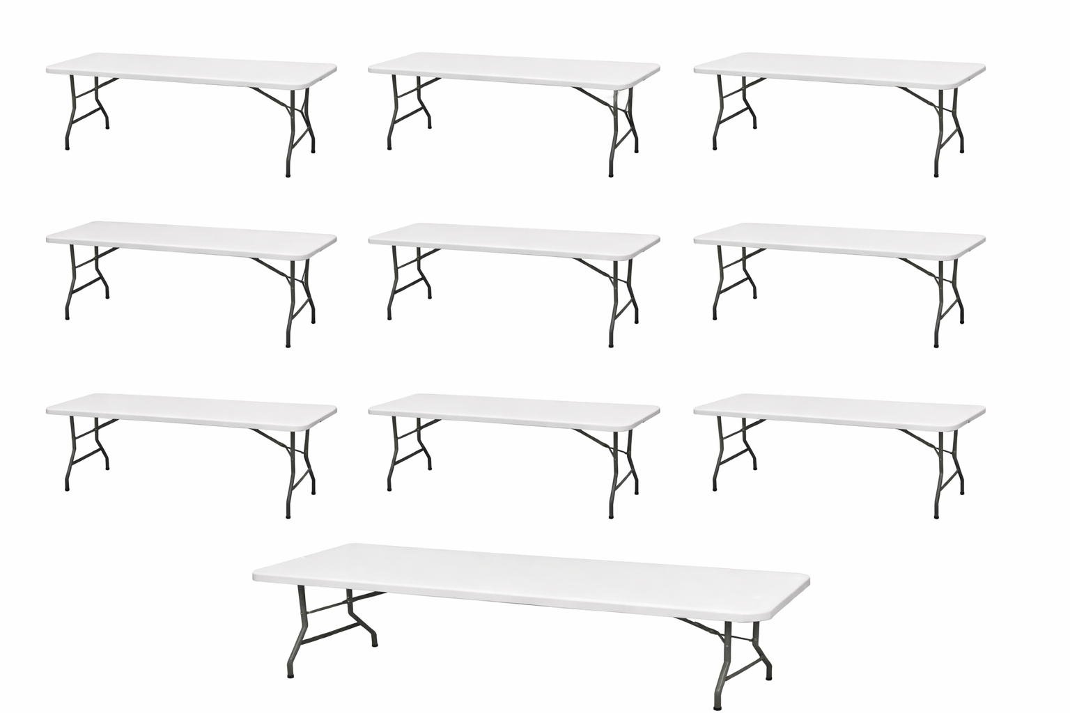 10 Plastic Folding Table- 6'x30''  Bundle