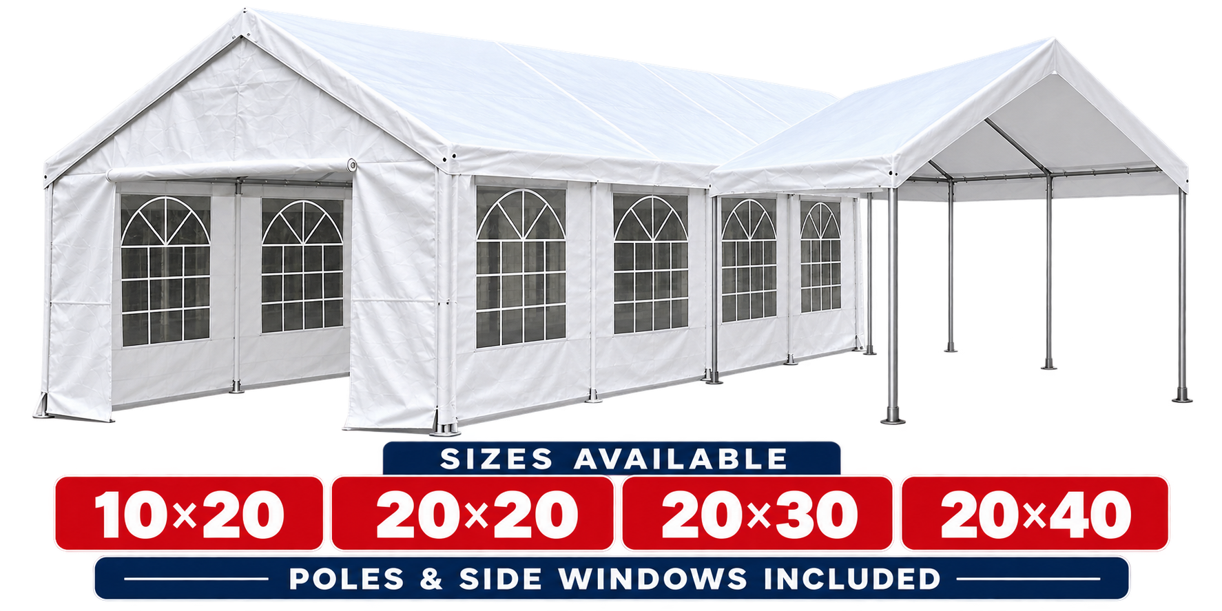 Commercial Canopy Tent – Poles & Window Sidewalls Included Secondary image