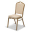 Crown Back Banquet Chair - Gold Frame with Beige Patterned Fabric