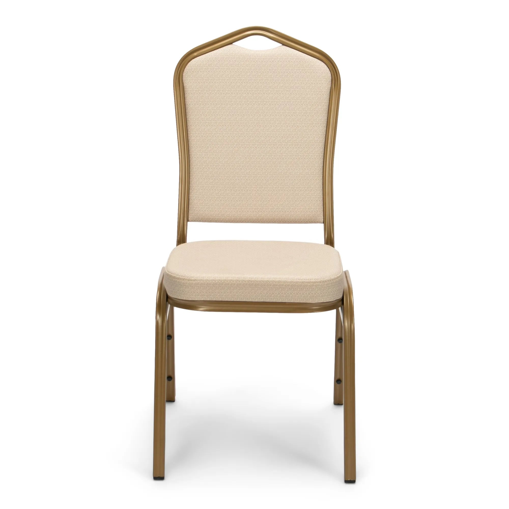 Crown Back Banquet Chair - Gold Frame with Beige Patterned Fabric Secondary image