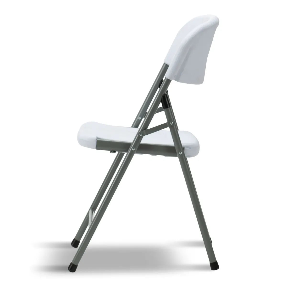 Titan Series Blow Molded White Plastic Folding Chair with Gray Frame Secondary image