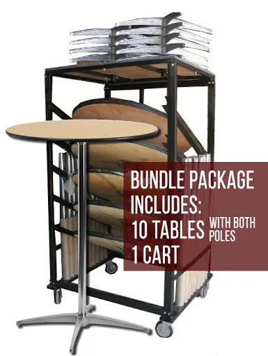 30'' Wooden Cocktail Table and Cart Bundle 10Pcs 1-Cocktail Table Dolly