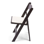 Dark Brown Resin Folding Chair with Ivory Pad - 1102 lb Capacity - 3 Year Warranty