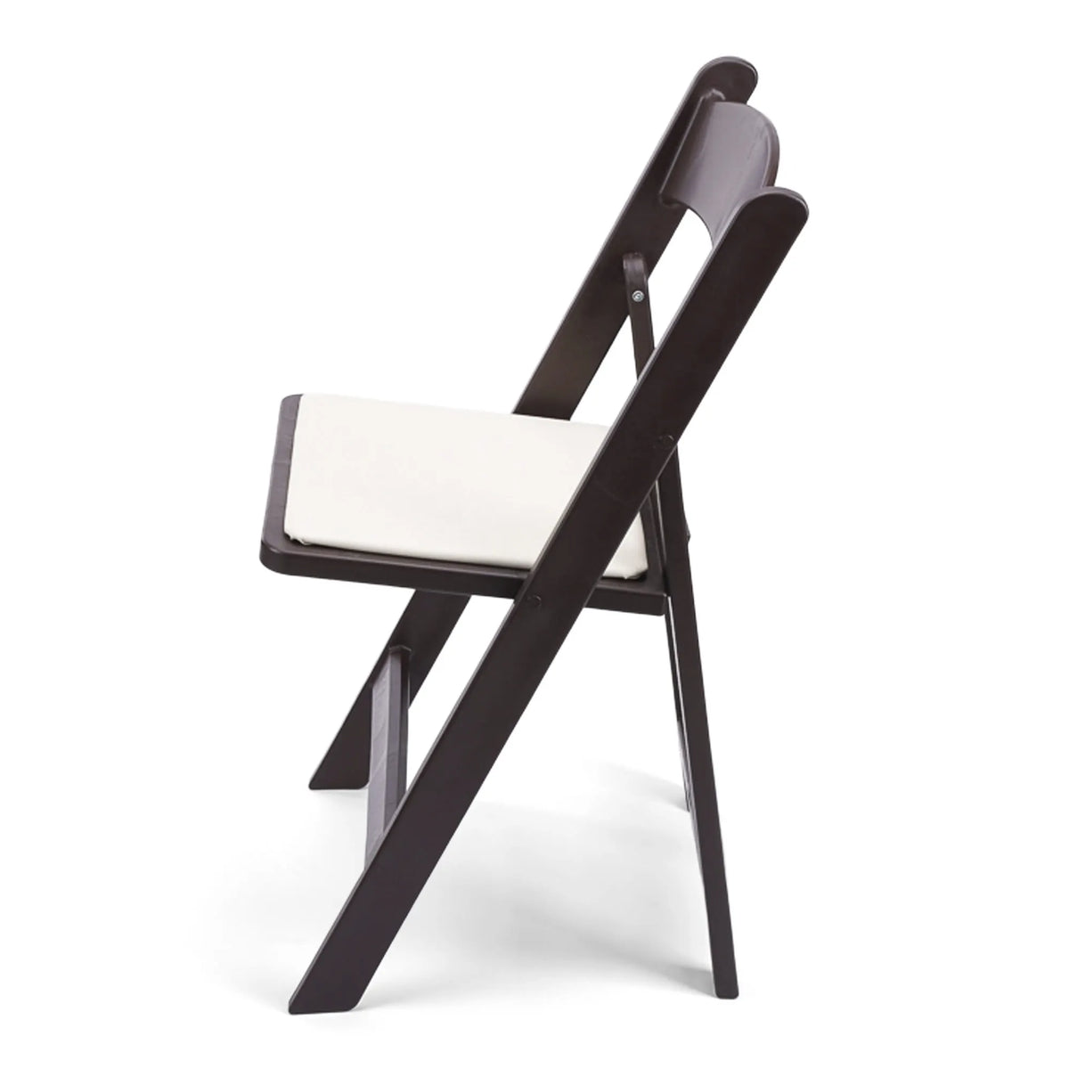 Dark Brown Resin Folding Chair with Ivory Pad - 1102 lb Capacity - 3 Year Warranty
