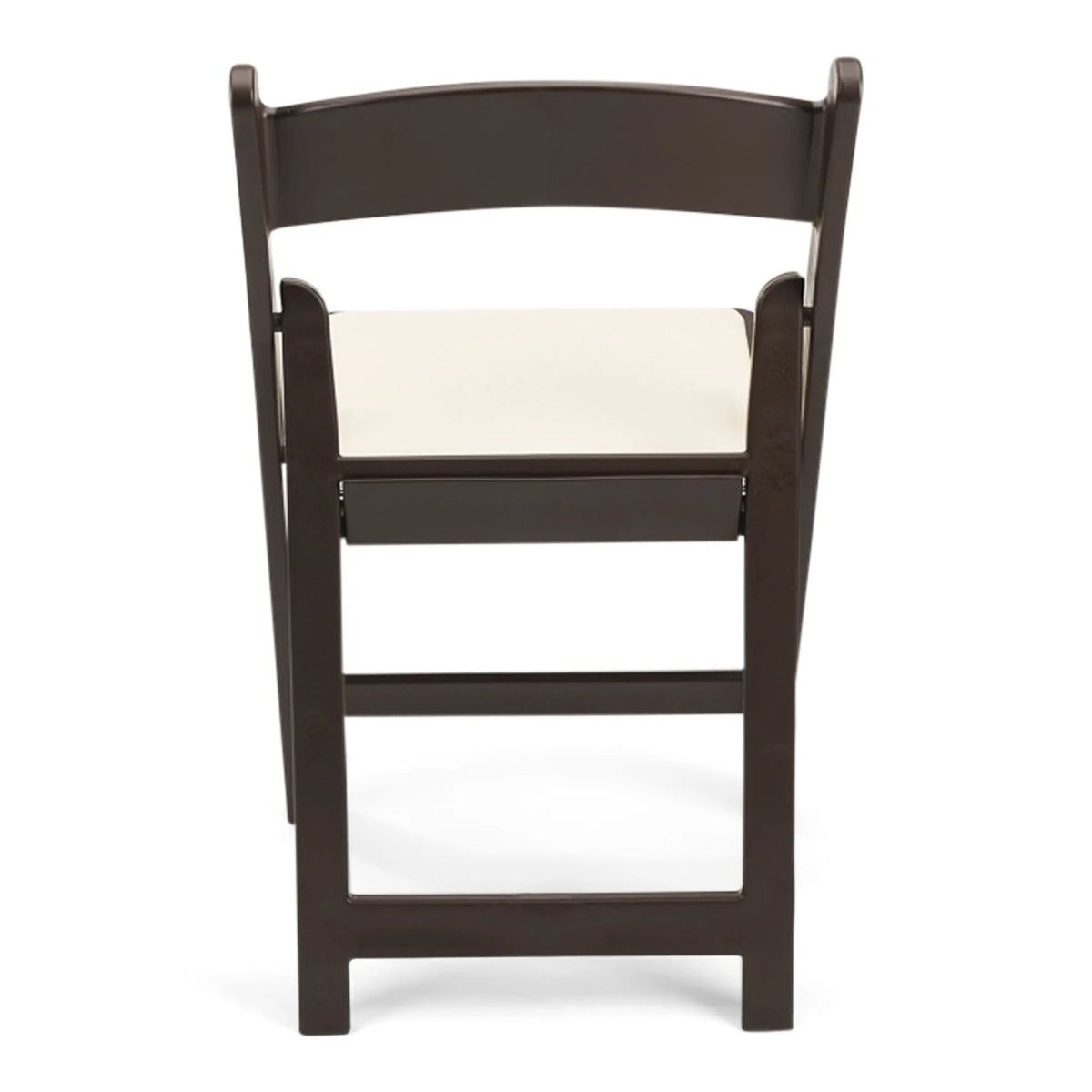 Dark Brown Resin Folding Chair with Ivory Pad - 1102 lb Capacity - 3 Year Warranty