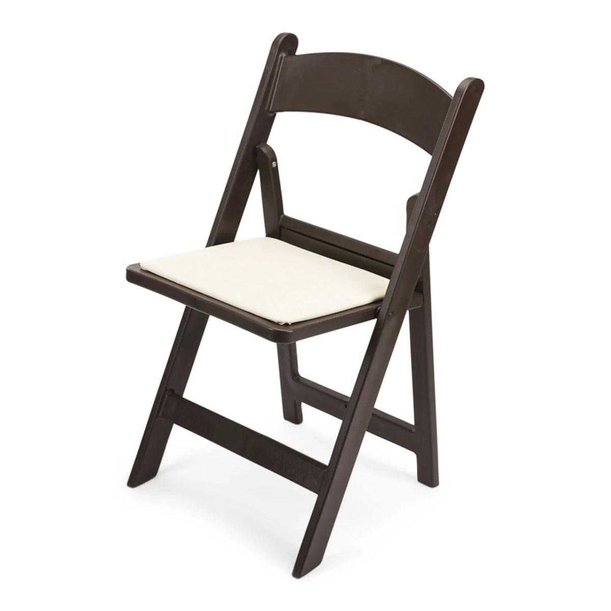 Dark Brown Resin Folding Chair with Ivory Pad - 1102 lb Capacity - 3 Year Warranty