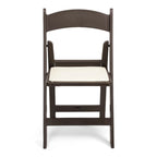 Dark Brown Resin Folding Chair with Ivory Pad - 1102 lb Capacity - 3 Year Warranty