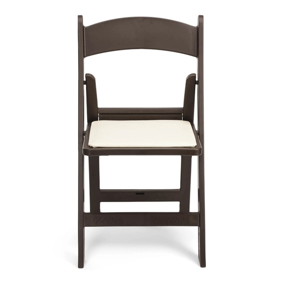 Dark Brown Resin Folding Chair with Ivory Pad - 1102 lb Capacity - 3 Year Warranty