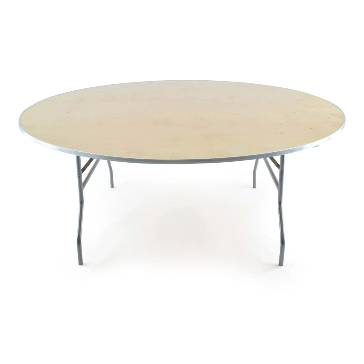Round wooden table with metal legs on a white background Imagen principal del producto