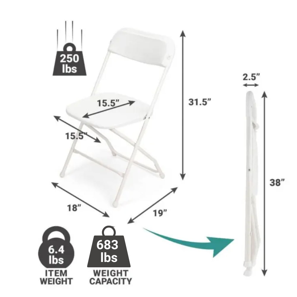TitanPRO™ Plastic Folding Chair - White