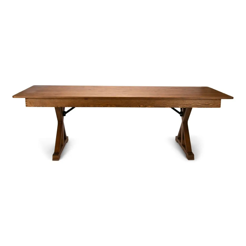 Farmhouse Folding Farm Table - 40'' x 96'' - Rustic - X-Legs ColorRustic