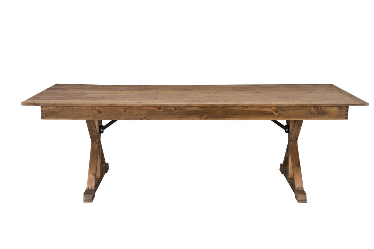 Farmhouse Folding Farm Table - 40'' x 96'' - Rustic - X-Legs ColorRustic