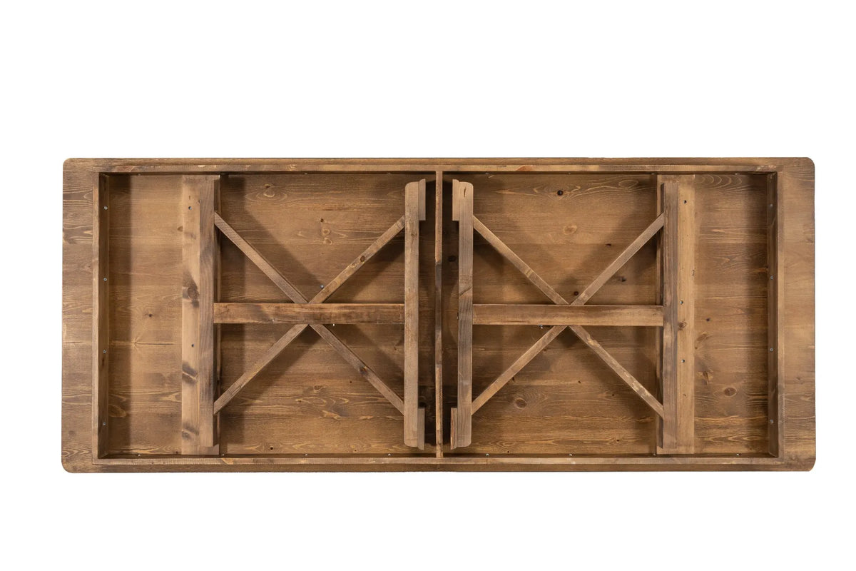 Farmhouse Folding Farm Table - 40'' x 96'' - Rustic - X-Legs ColorRustic