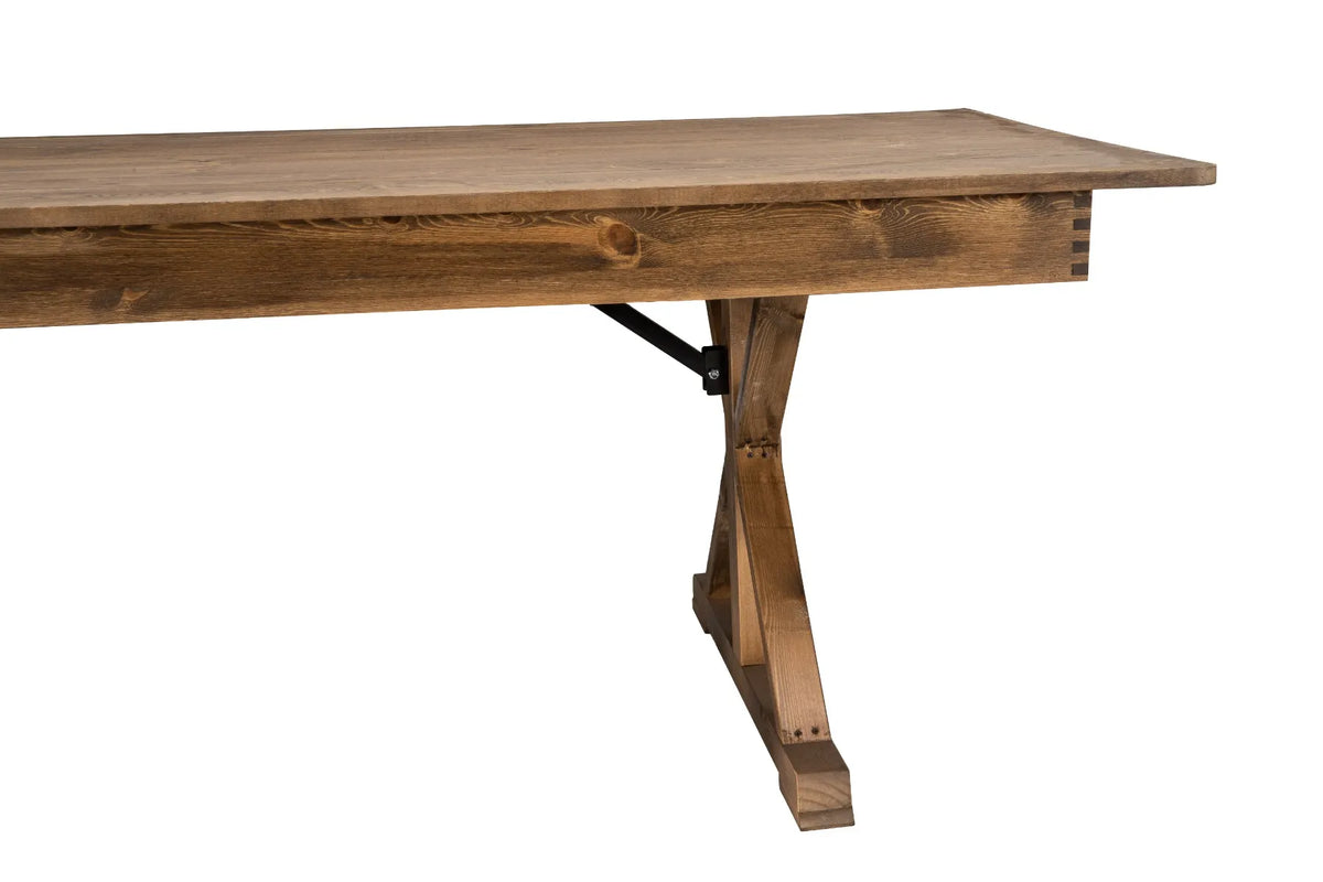 Farmhouse Folding Farm Table - 40'' x 96'' - Rustic - X-Legs ColorRustic
