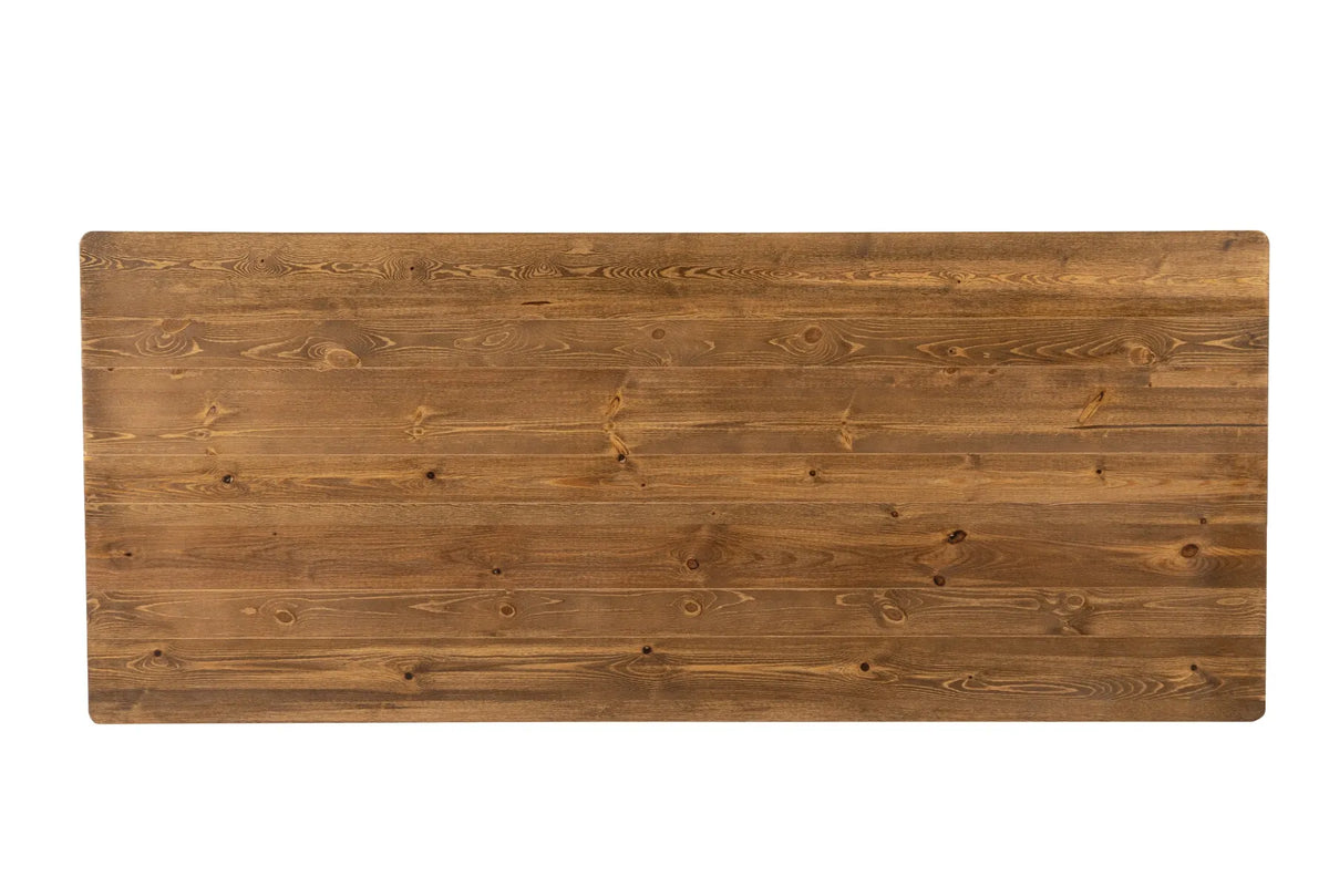 Farmhouse Folding Farm Table - 40'' x 96'' - Rustic - X-Legs ColorRustic