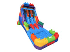 17 FT Dual Lane Brick Blaster Wet and Dry Water Slide (15 oz Vinyl)
