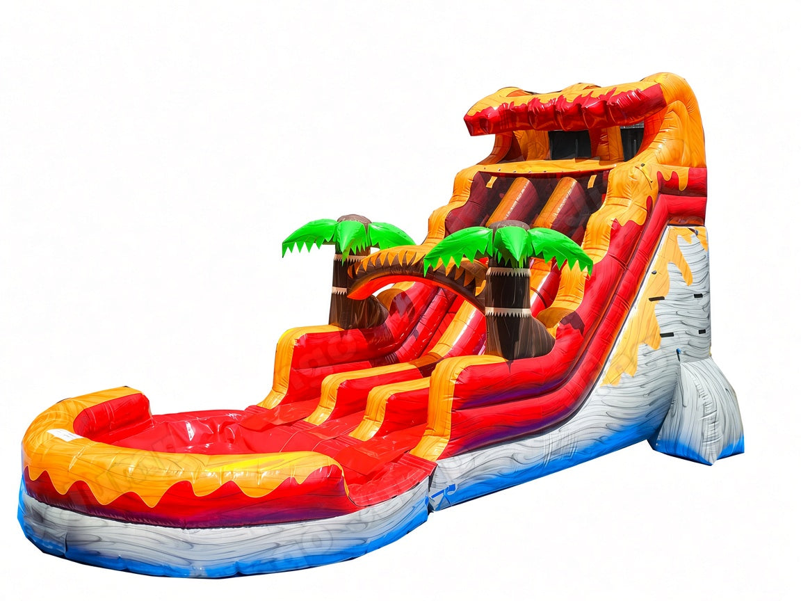 17 FT Dual Lane Volcano Wet and Dry Water Slide (15 oz Vinyl) Main image