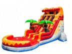 17 FT Dual Lane Volcano Wet and Dry Water Slide (15 oz Vinyl)