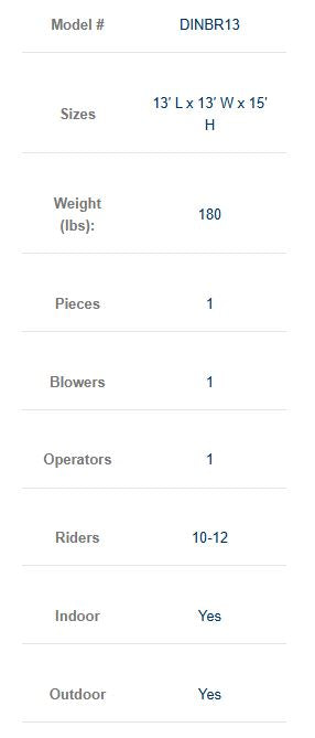 Dinosaur 13×13 COMMERCIAL GRADE inflatable bouncer blower included