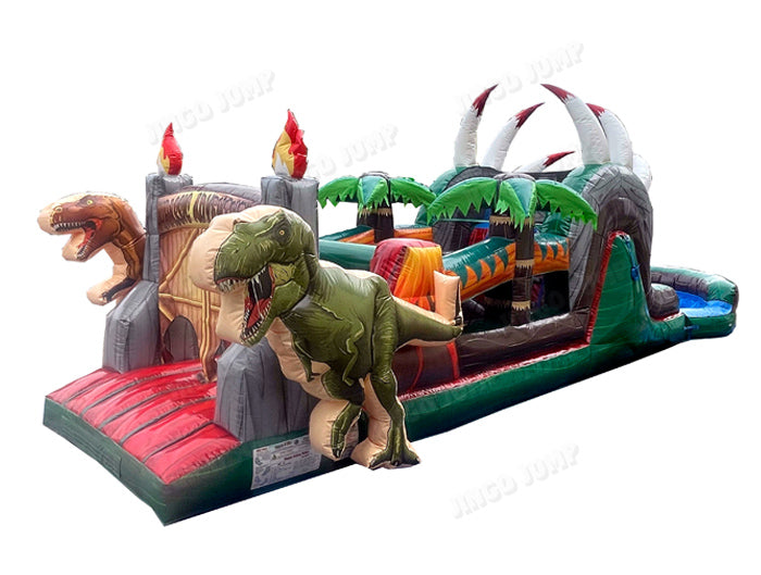Inflatable Jurassic Wet/Dry Obstacle Course With blower commercial grade