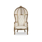 Royal Canopy Throne Chair - White Vinyl/Gold Frame