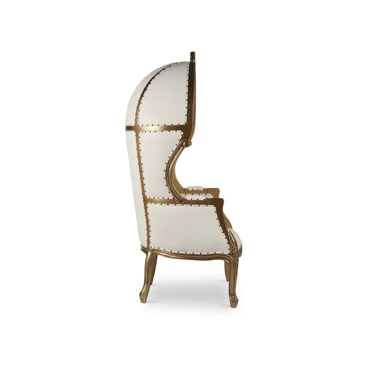 Royal Canopy Throne Chair - White Vinyl/Gold Frame