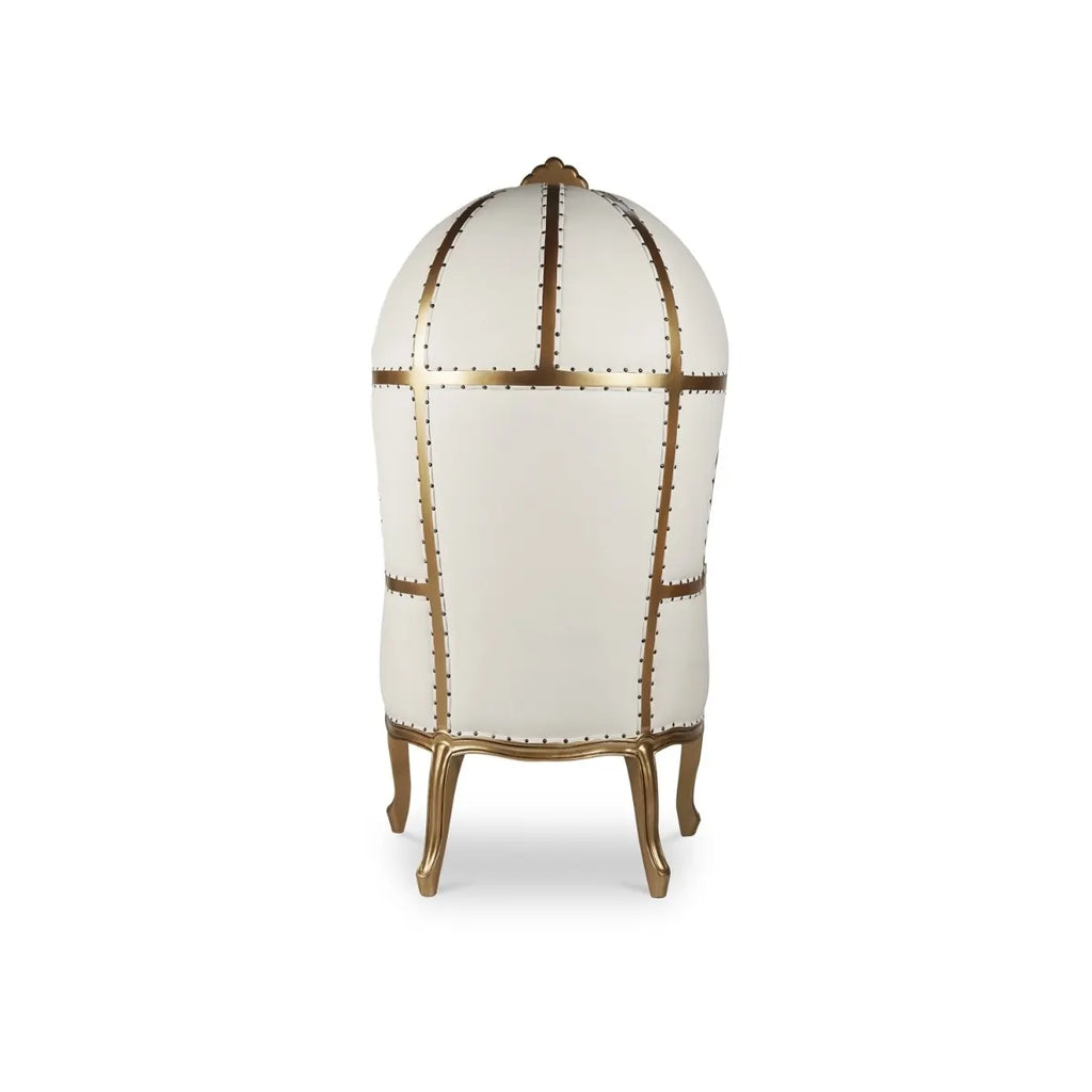 Royal Canopy Throne Chair - White Vinyl/Gold Frame