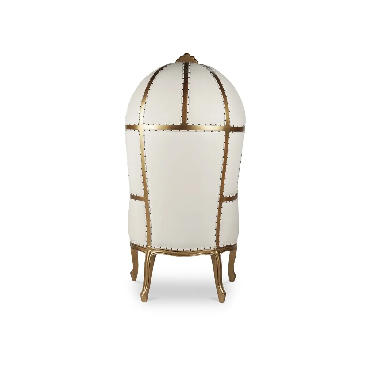Royal Canopy Throne Chair - White Vinyl/Gold Frame
