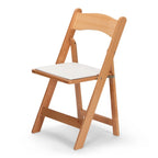 Wood Folding Chair - Natural with White Pad