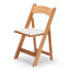 Wooden folding chair with a white cushion on a white background