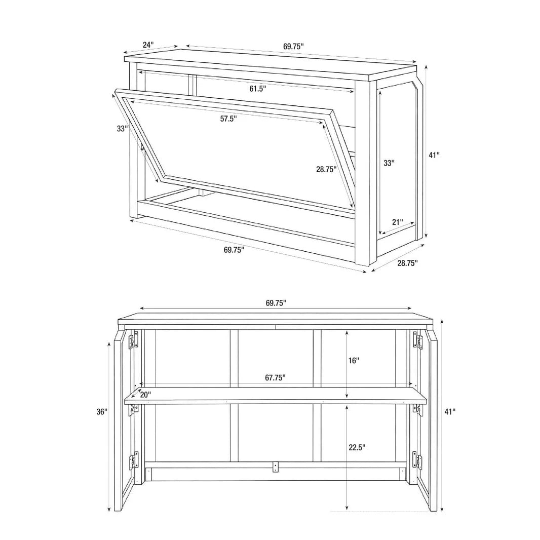 6' White Portable Folding Bar with HPL Reversible Front, Flush Top & Shelf