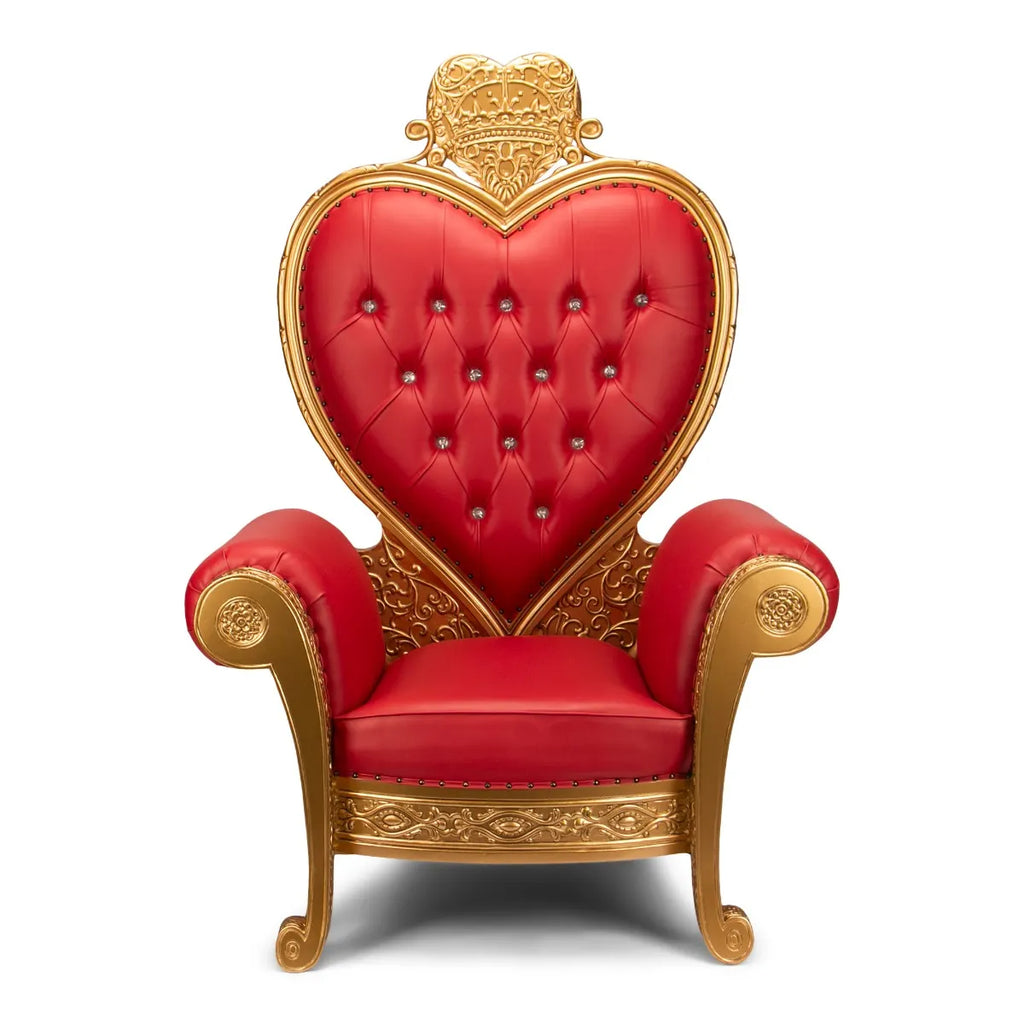 Royal Heart Throne Chair - Red Vinyl/Gold Frame