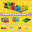 Colorful soft play set with various components on a yellow background