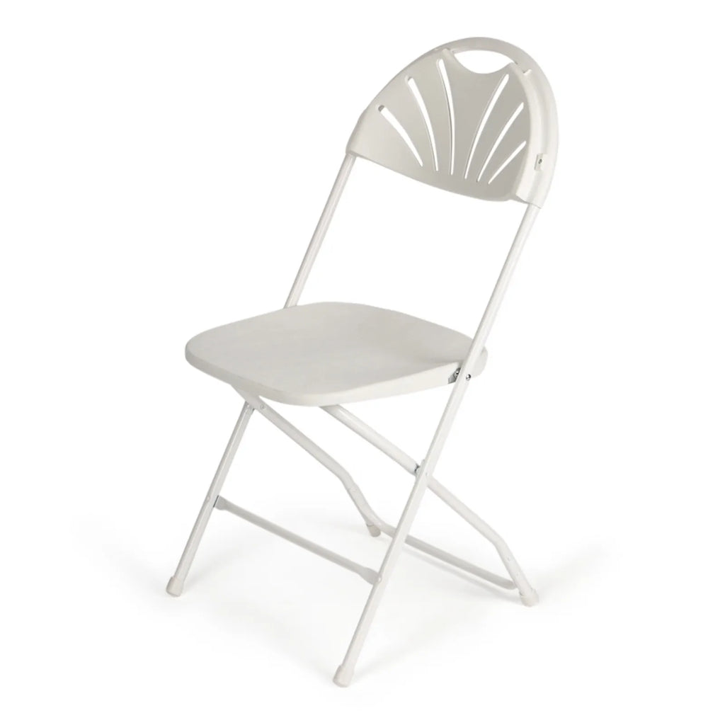 TitanPRO Fanback Plastic Folding Chair White