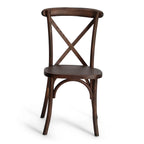 Silla rústica con respaldo en cruz (respaldo en X) - Madera frutal con veta negra